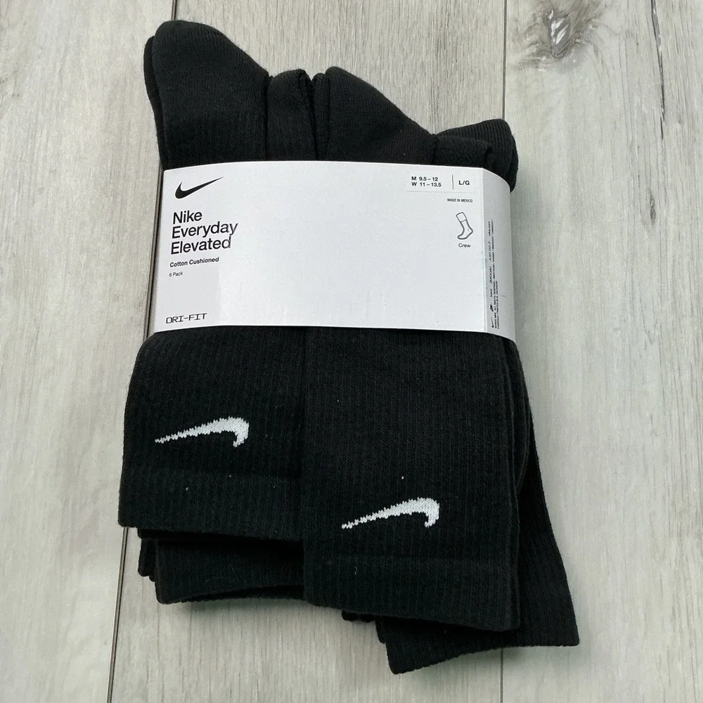 Nike Everyday Elevated Crew Socks Unisex L Black New With Tags